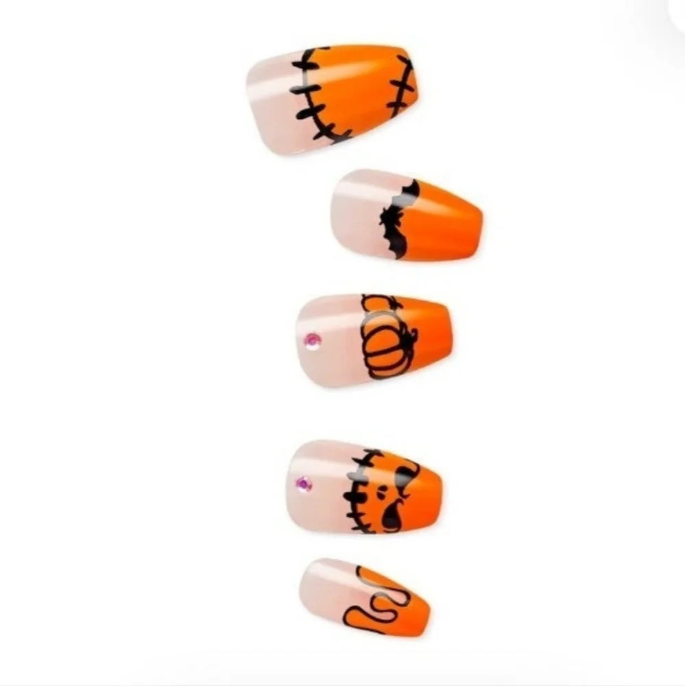 Kiss Impress Creepy Crawly Halloween Pumpkin Press on Nails Glow in the …